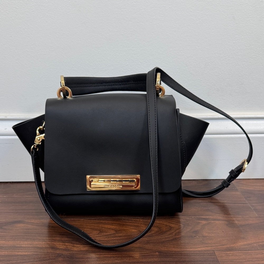 Elegant Zac Posen Black Handbag with Gold Accents